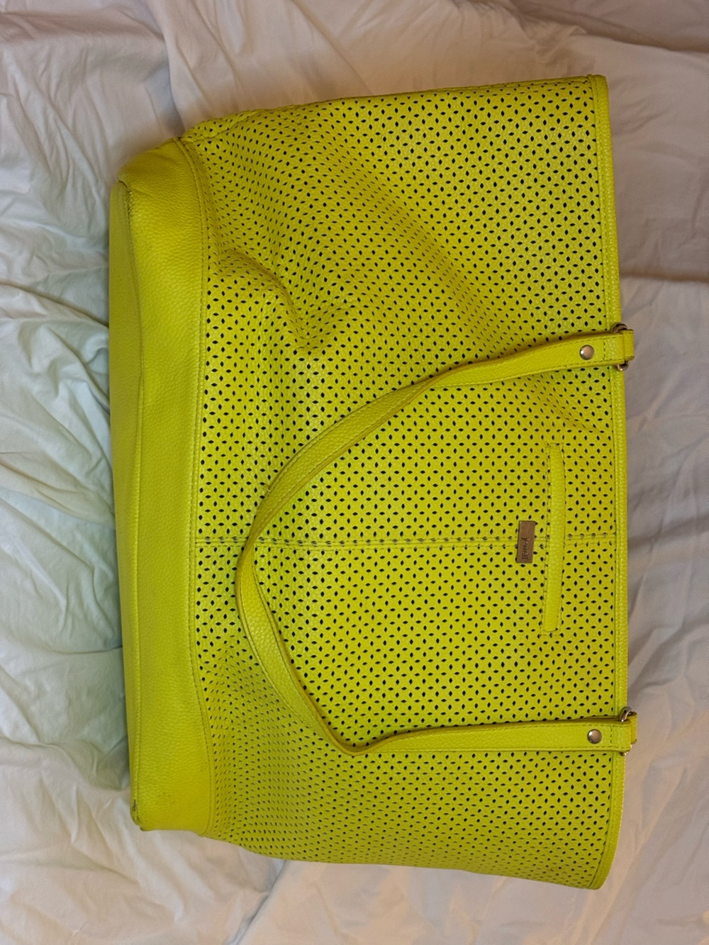 Thirty-One brand Style Setter Neon Yellow Perforated Tote